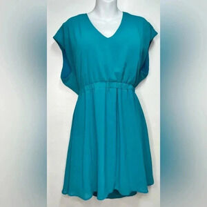 Charles Henry Turquoise Knee Length Dres